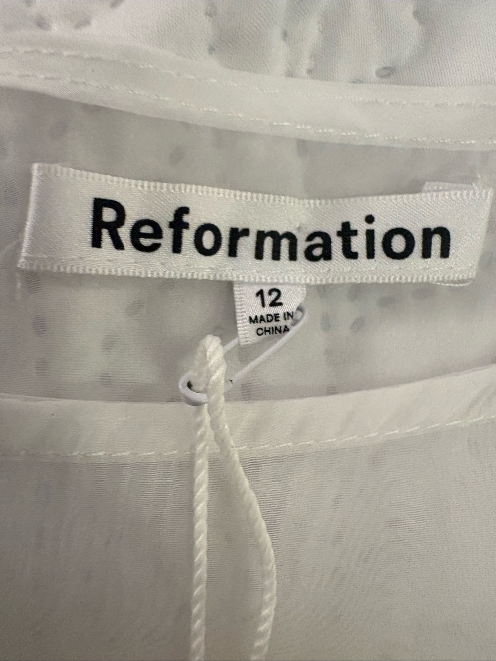 Reformation 100% Silk Vina Dress White Sheer Overlay Shift Dress Size 12 NWT - Picture 6 of 14